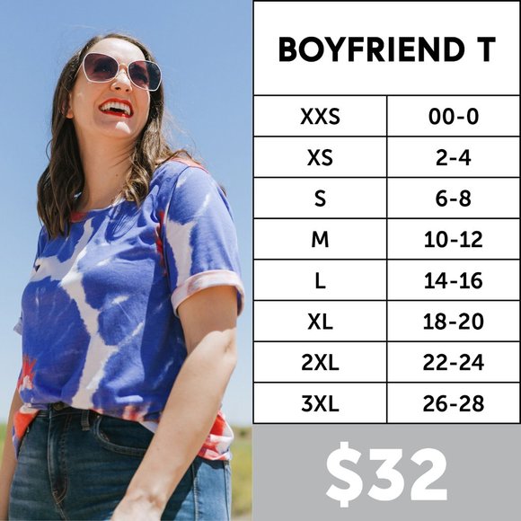 LuLaRoe Boyfriend T Shirt USA Design Size XXS NWT - Picture 7 of 7